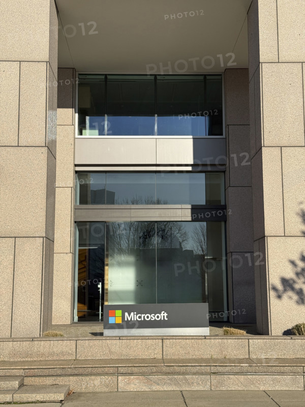Microsoft, building exterior with company sign and logo, Cambridge, Massachusetts, USA