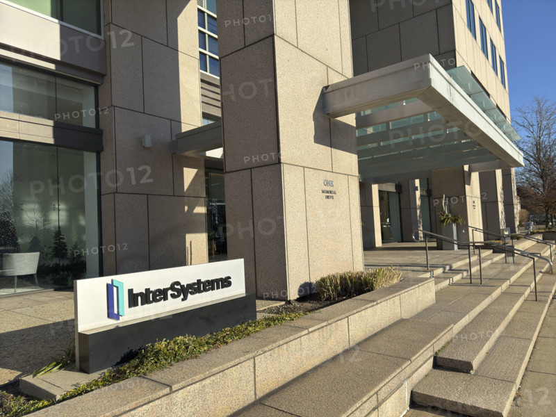 InterSystems, building exterior with company sign and logo, Cambridge, Massachusetts, USA