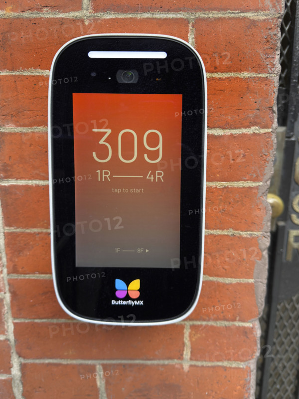 ButterflyMX doorbell and security system, building exterior, New York City, New York, USA