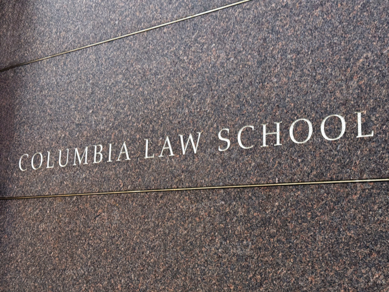 Columbia Law School, etching on building exterior, Columbia University, New York City, New York, USA