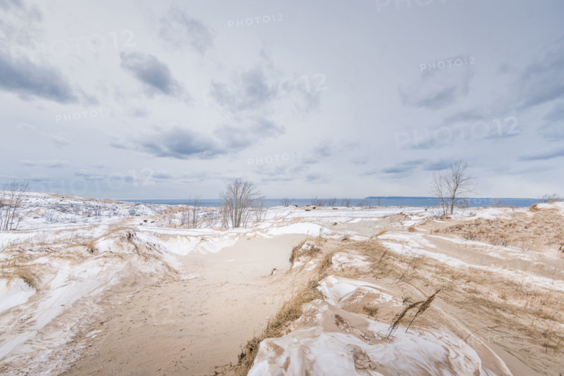 Snowy sand dunes in winter