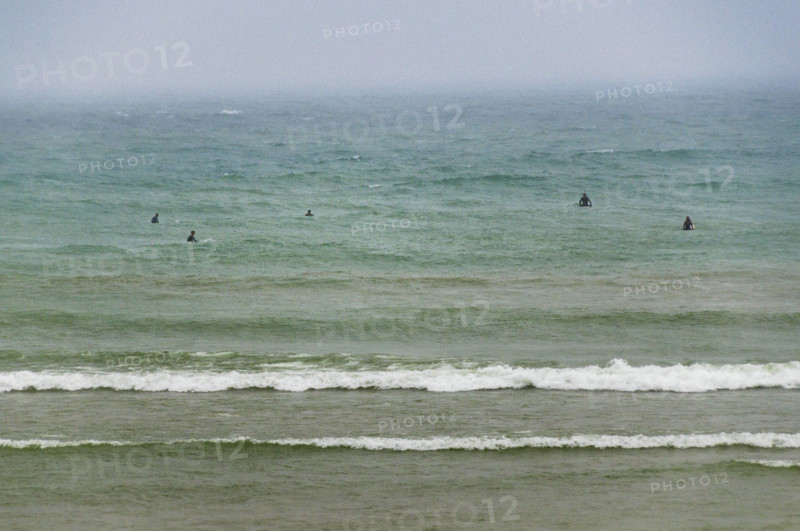 Group of surfers waiting on waves