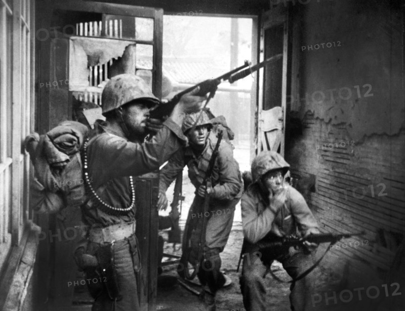 United Nations troops fighting in the streets of Seoul, Korea, U.S. Army Signal Corps, September 20, 1950