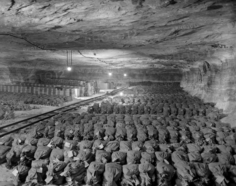 ReichsBank wealth, SS loot, and Berlin Museum paintings, removed from Berlin, discovered by 3rd U.S. Army in salt mine vault, Merkers, Germany, April 1945