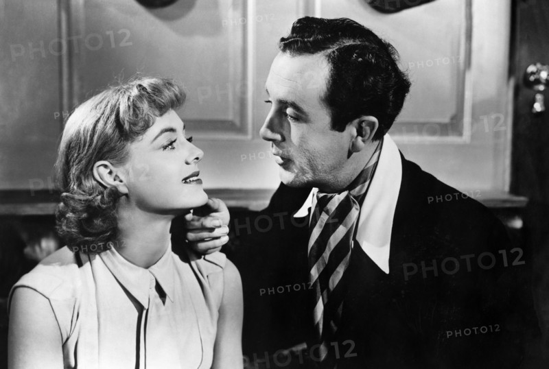 Pauline Stroud, Dennis Price, on-set of the British film, "Lady Godiva Rides Again",  U.S. title, "Bikini Baby", British Lion Films, 1951