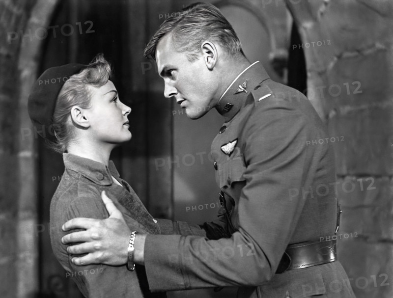 Etchika Choureau, Tab Hunter, on-set of the film, "Lafayette Escadrille", Warner Bros., 1958