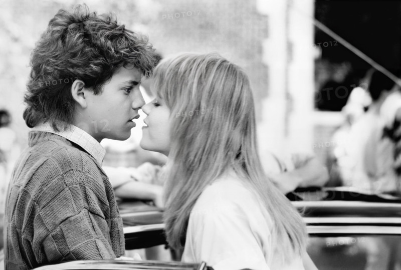 Kirk Cameron, Cami Cooper, on-set of the film, "Like Father Like Son", Tri-Star Pictures, 1987