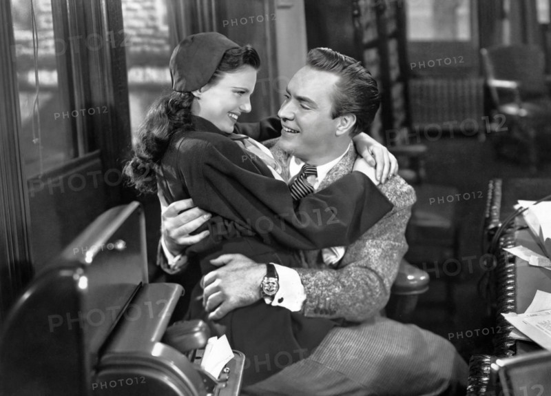 Geraldine Brooks, Edmond O'Brien, on-set of the film, "An Act Of Murder", aka "Live Today For Tomorrow", Universal International Pictures, 1948