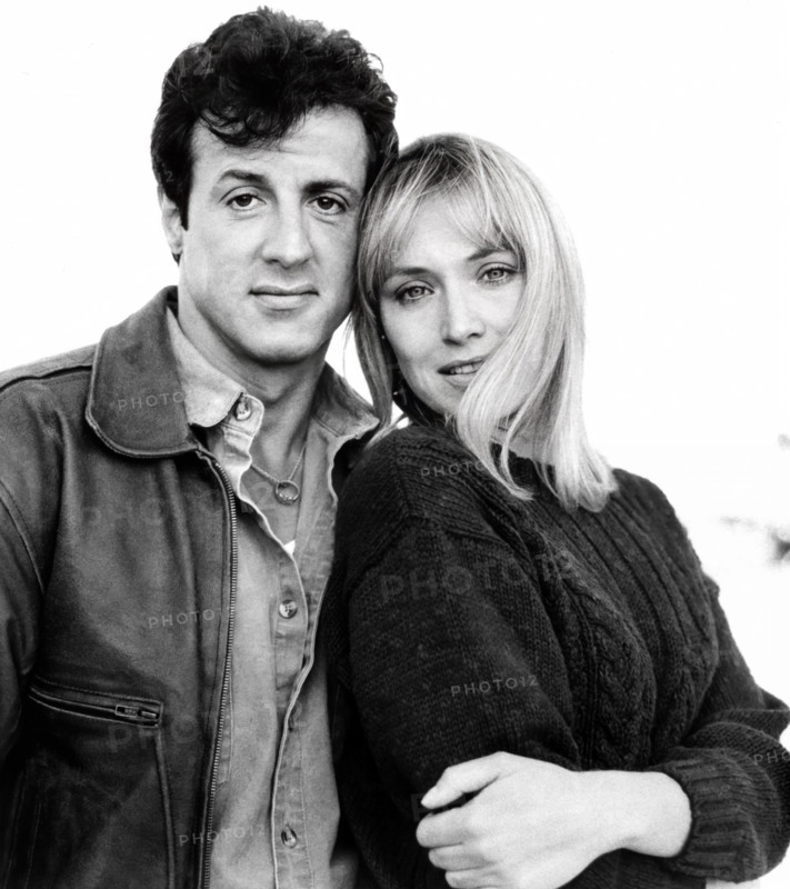 Sylvester Stallone, Darlanne Fluegel, publicity portrait for the film, "Lock Up", Tri-Star Pictures, 1989