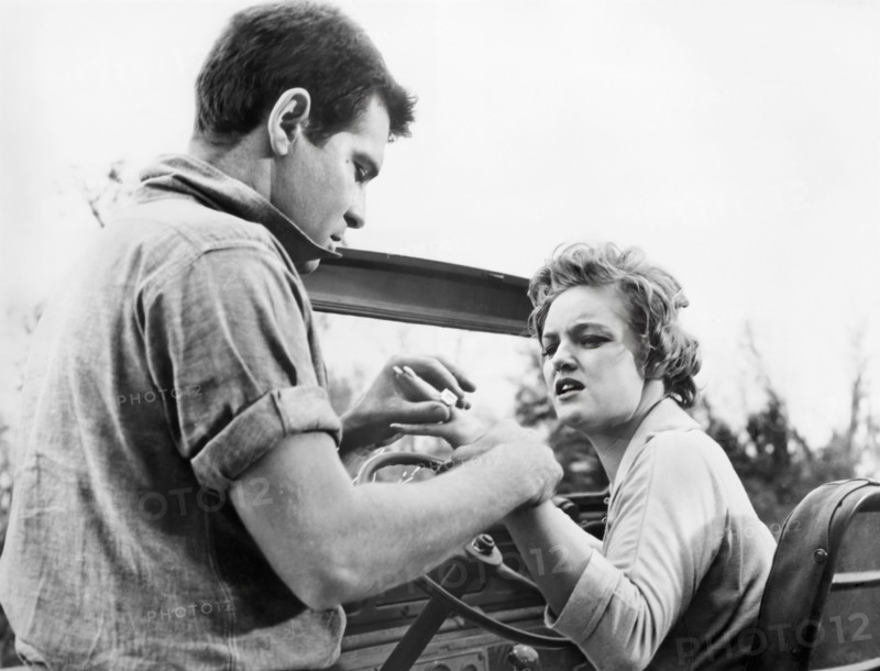 Nan Peterson, Peter Coe, on-set of the film, "Louisiana Hussy", Howco International Pictures, 1959