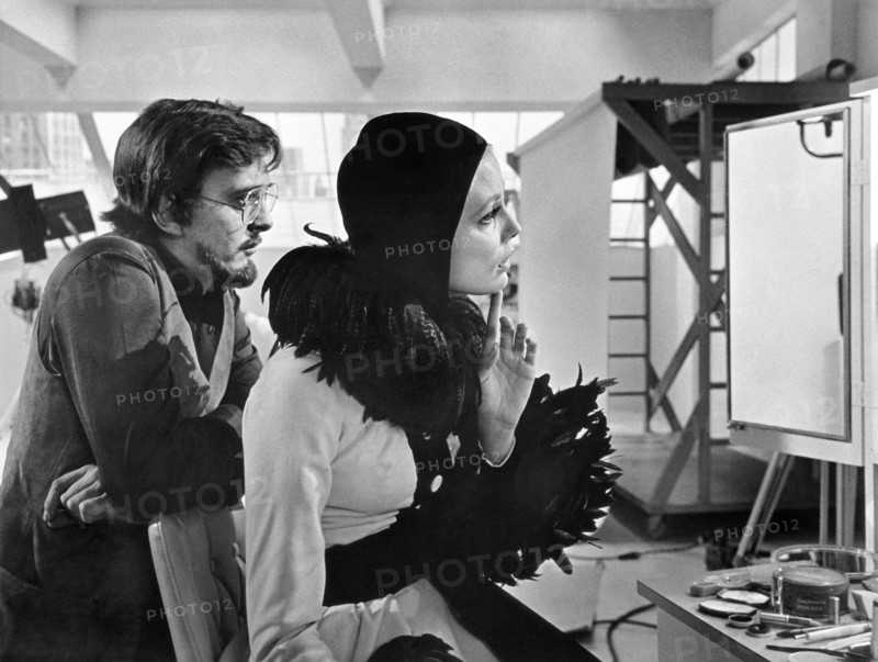 David Hemmings, Jodi Wexler, on-set of the film, "The Love Machine", Columbia Pictures, 1971