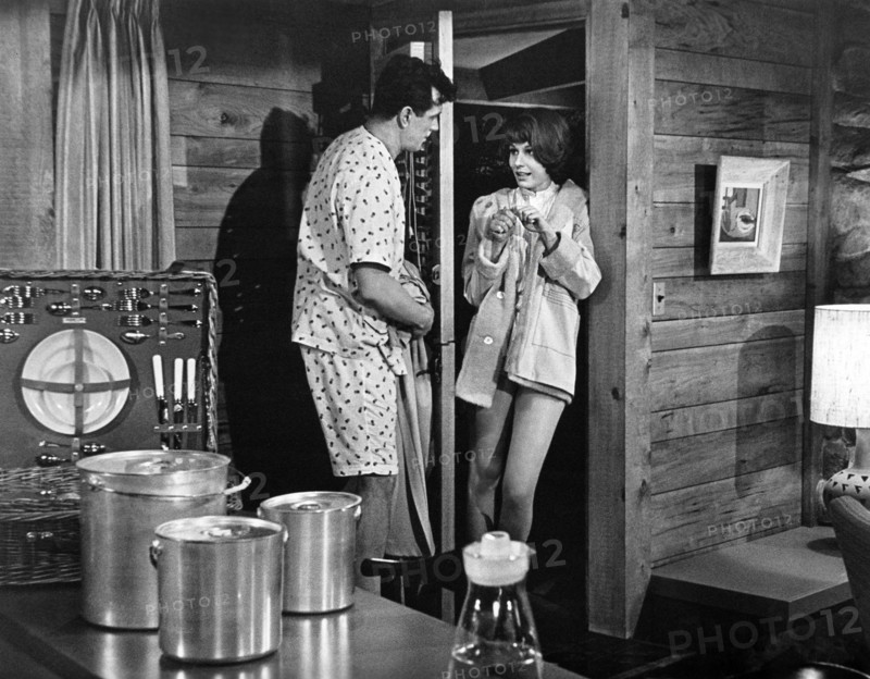 Rock Hudson, Paula Prentiss, on-set of the film, "Man's Favorite Sport?", Universal Pictures, 1964