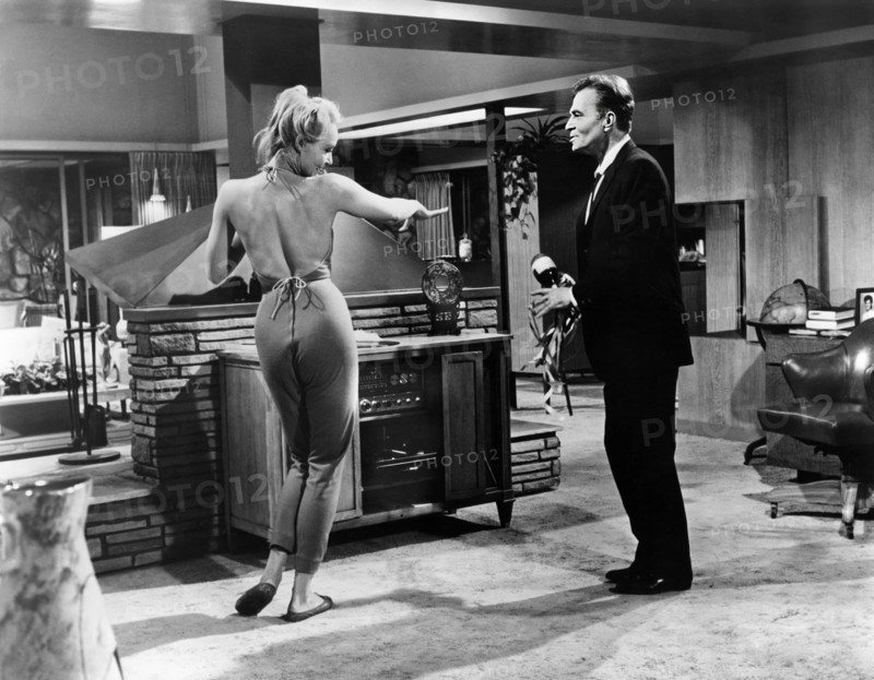 Julie Newmar, James Mason, on-set of the film, "The Marriage-Go-Round", 20th Century-Fox, 1961