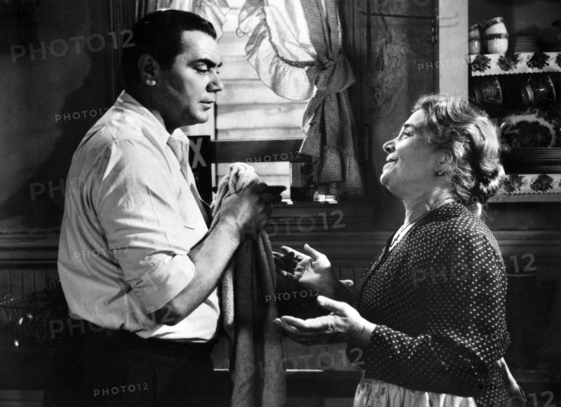 Ernest Borgnine, Esther Minciotti, on-set of the film, "Marty", United Artists, 1955