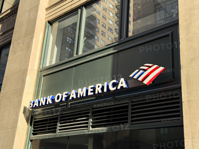 Bank of America retail bank branch, building exterior, New York City, New York, USA