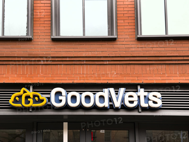 GoodVets veterinary clinic, building exterior sign, West Village, New York City, New York, USA