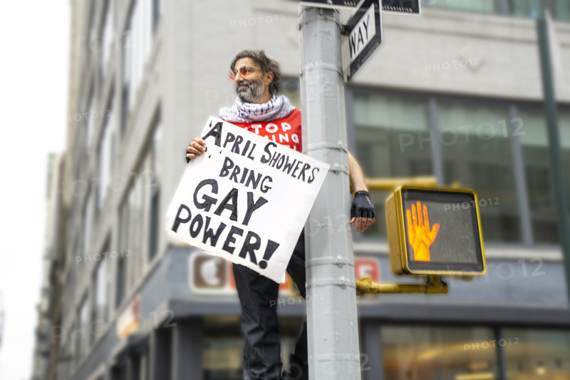 Demonstrator participating in "Hands Off" National Day of Action Protest, New York City, New York, USA