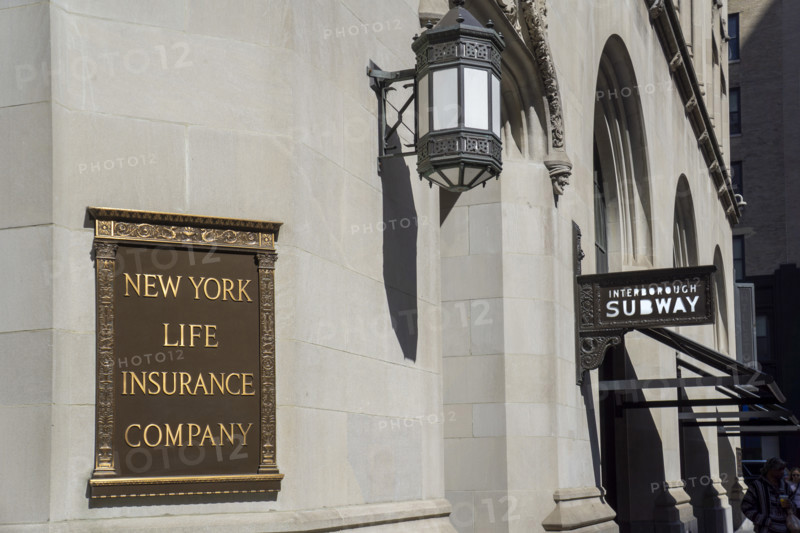 New York Life Insurance Company sign on New York Life building exterior, New York City, New York, USA