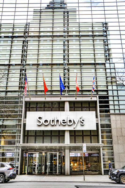Sotheby's, building exterior and street scene, 1334 York Avenue, New York City, New York, USA
