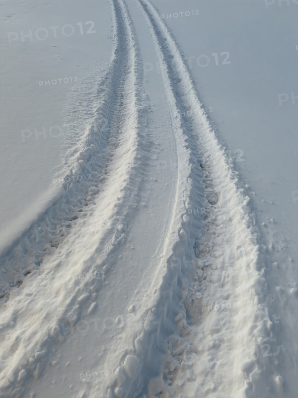Tire tracks in snow