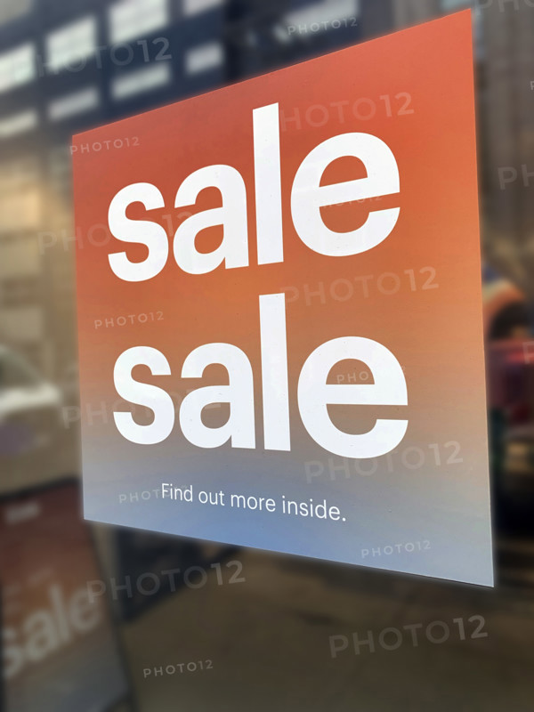 Sale sign in store window