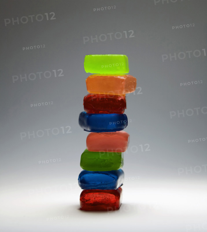 Stack of hard candies in assorted colors
