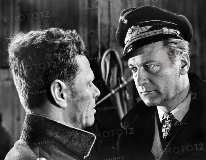 Curd Jurgens (right), on-set of the West German  film, "The Devil's General",  original German title: "Des Teufels General", Europa-Filmverleih, 1955