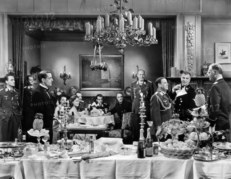 Curd Jurgens (right), on-set of the West German  film, "The Devil's General",  original German title: "Des Teufels General", Europa-Filmverleih, 1955