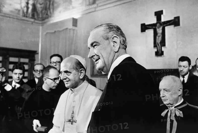 U.S. President Lyndon B. Johnson meeting with Pope Paul VI, Vatican City, Yoichi R. Okamoto, White House photographer, December 23, 1967