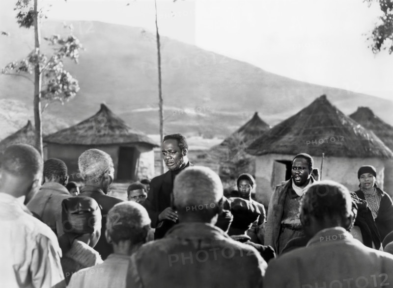 Canada Lee (center, facing camera), on-set of the film, "Cry, The Beloved Country", United Artists, 1951