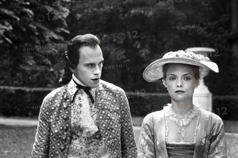 John Malkovich, Michelle Pfeiffer, on-set of the film, "Dangerous Liaisons", Warner Bros., 1988