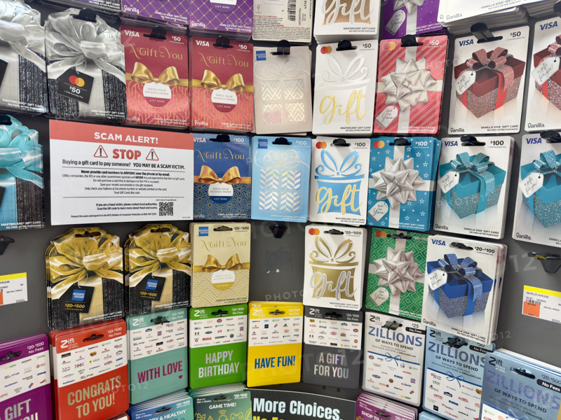 Display of gift cards for sale