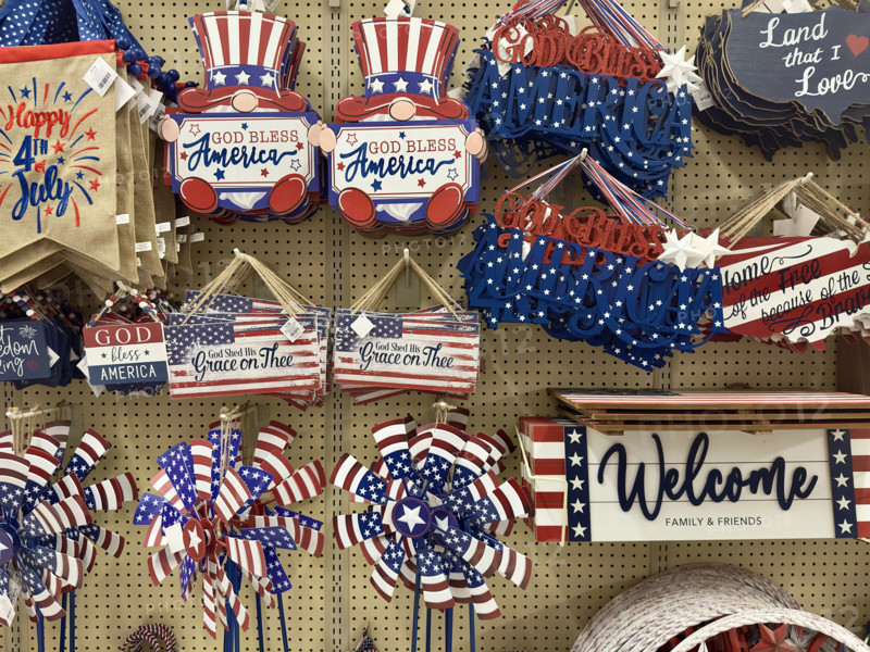 Patriotic home décor decorations on display