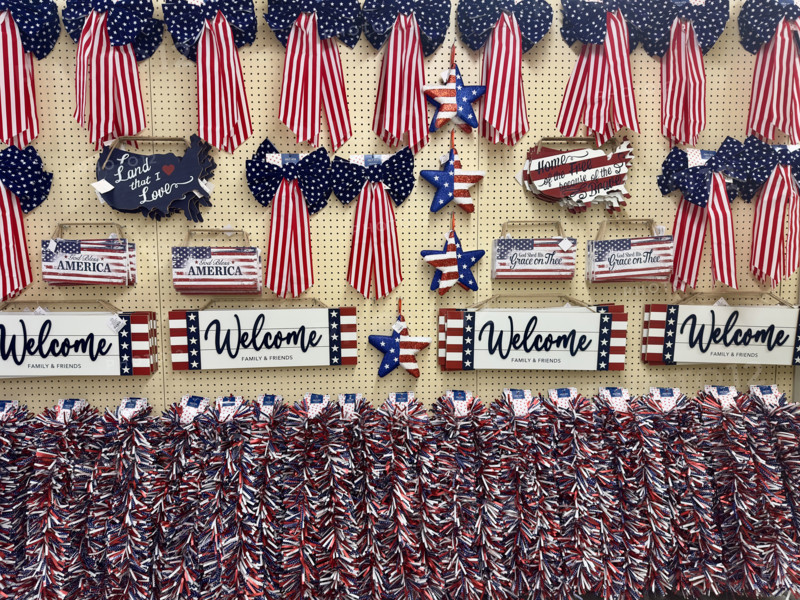 Patriotic home décor decorations on display