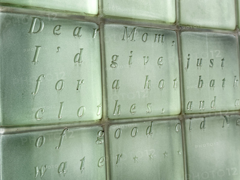 Memorial wall constructed of glass blocks, Vietnam Veterans Plaza, New York City