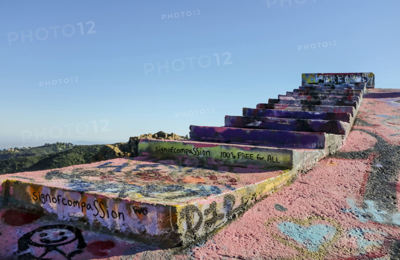 Cement staircase covered in graffiti, Calabasas