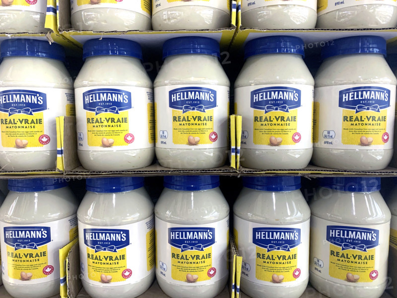 Hellmann's Mayonnaise Stacked at Grocery Store