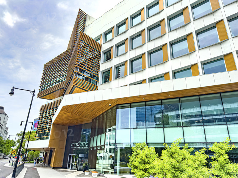 Moderna, corporate office building, exterior view, Cambridge