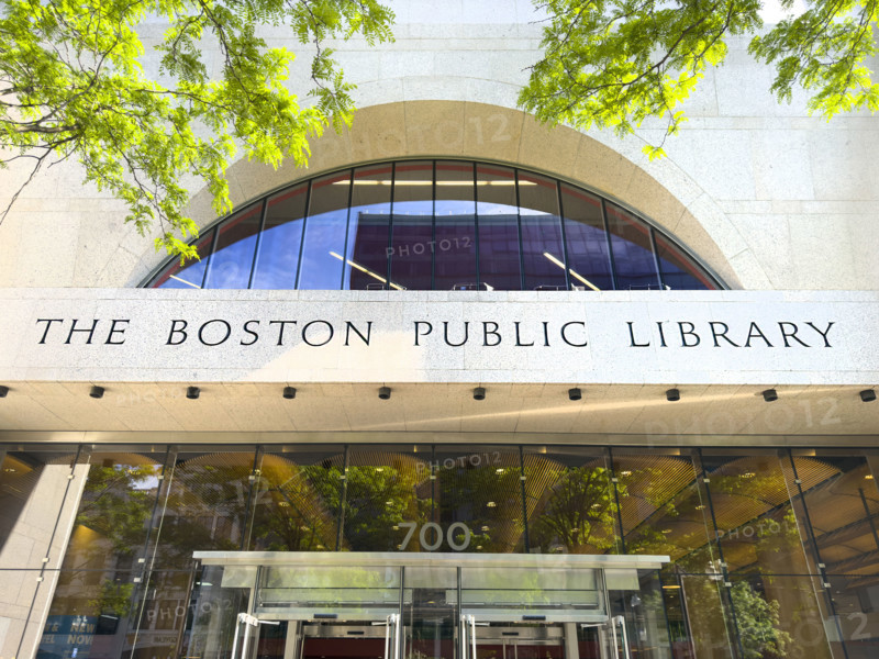 Boston Public Library, low angle view of building exterior, Boston