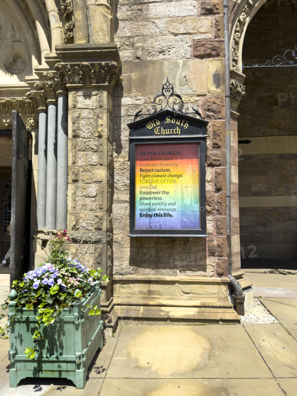 Welcome sign, Old South Church, Boston
