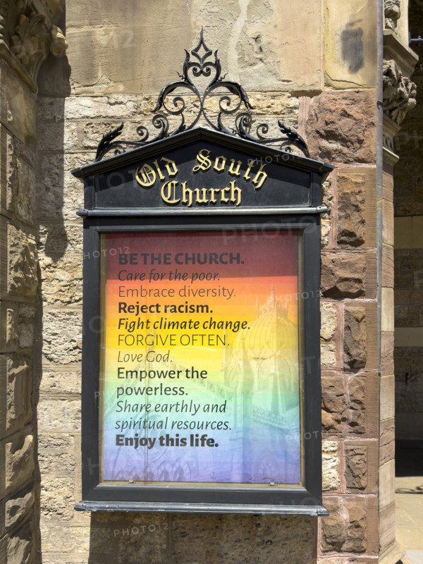 Welcome sign, Old South Church, Boston