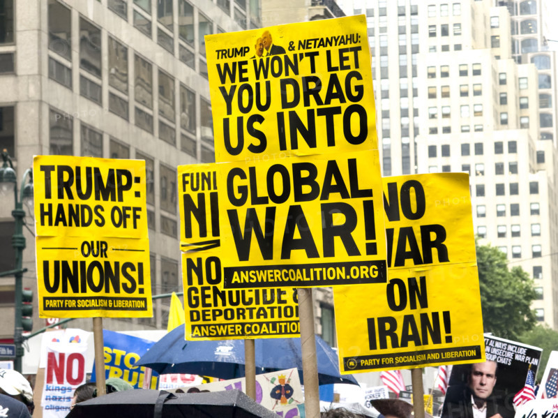 Demonstrators participating in "No Kings" Protest March, Fifth Avenue, New York City, June 14, 2025