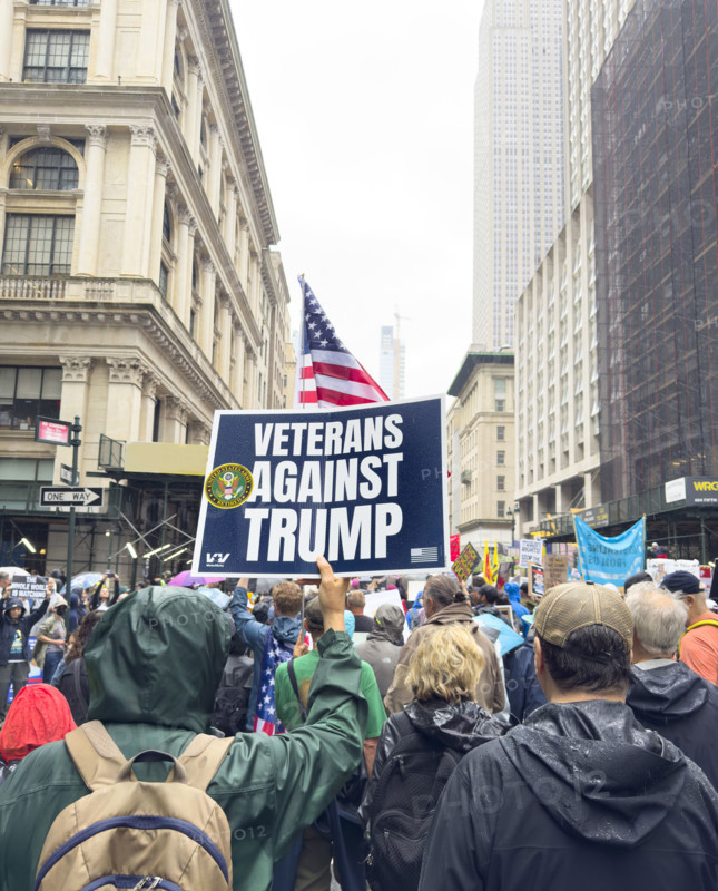 Demonstrators participating in "No Kings" Protest March, Fifth Avenue, New York City, June 14, 2025