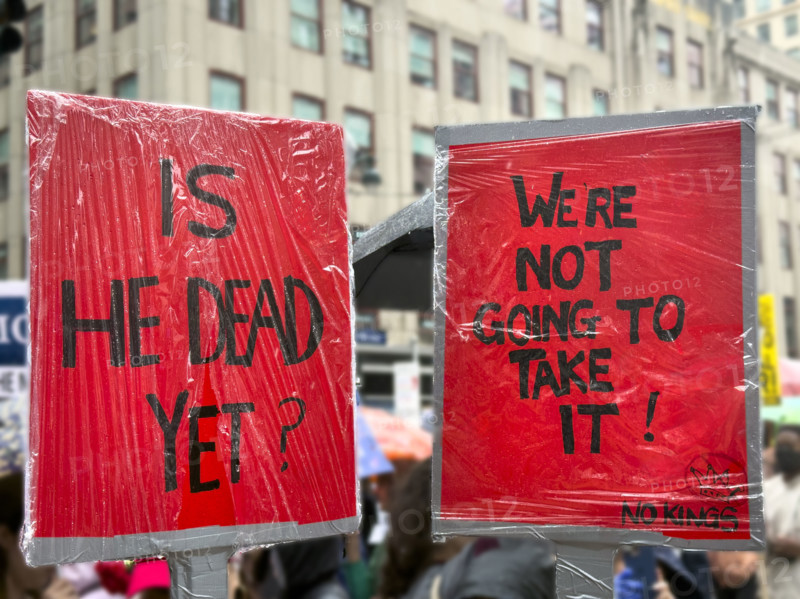 Demonstrators participating in "No Kings" Protest March, Fifth Avenue, New York City, June 14, 2025