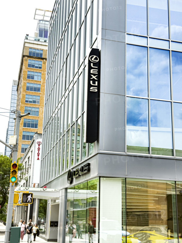 Lexus car showroom and street scene, Manhattan, New York City