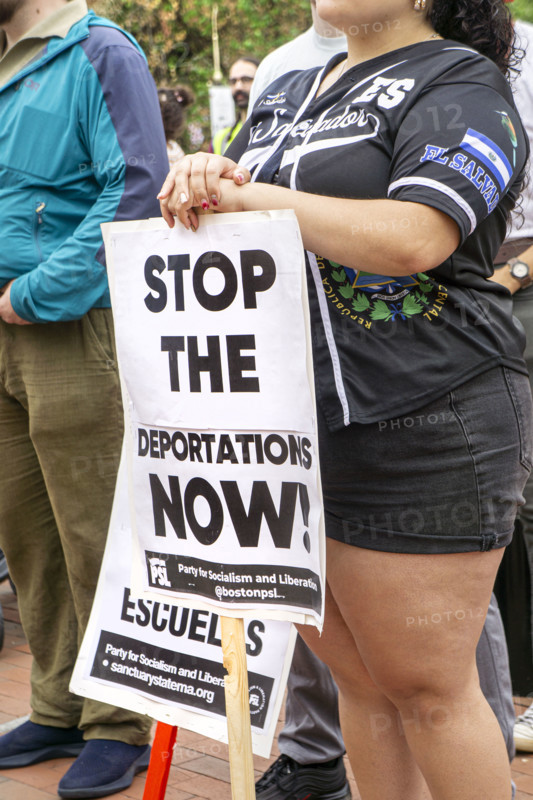 Immigrant rights supporters attending Anti- ICE protest, Boston State House, May 17, 2025,