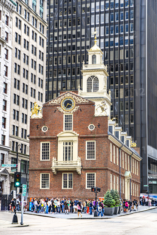 Old State House building and street scene, Boston