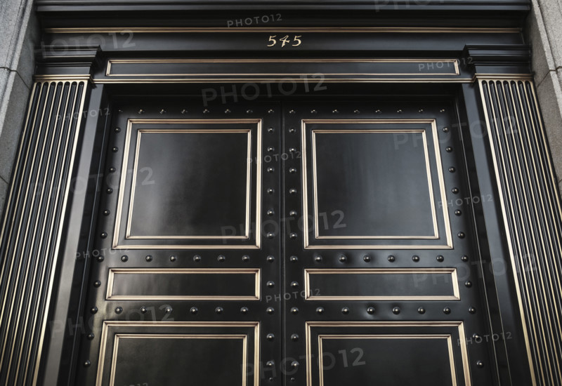 M&T Bank, main entrance detail, low angle view, Buffalo, New York, USA