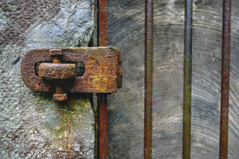 Heavily rusted latch on gate