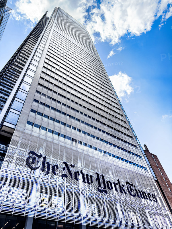 The New York Times Building, building exterior, low angle view, 620 Eighth Avenue, Manhattan, New York City, New York, USA